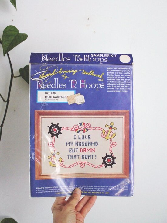 Needles 'N Hoops Other - Vintage Needlework Sampler Cross Stitch Kit Craft Needles 'N Hoops Boat Nautical